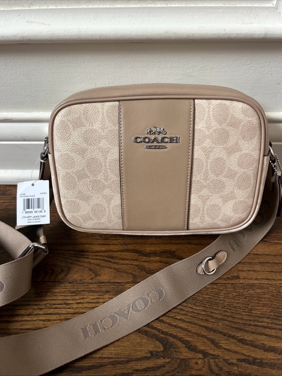 Coach Other - NWT Coach Jamie Camera Bag Siganture Canvas With Stripe CZ185 Sand/Taupe Stripe